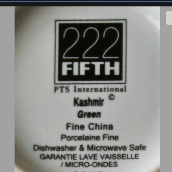 222 FIFTH KASHMIR GREEN DINNER PLATE - Picture 5 of 5